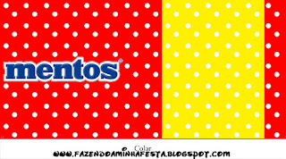 Red, Yellow and Withe Polka Dots Free Printable Mentos  Labels.