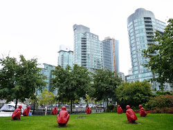 Rode mannetjes in Cardero Park, Vancouver