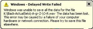 Windows was unable to save all the data for the file C:\***. The data has been lost. This error may be caused by failure of your computer hardware or network connection. Please try to save this file elsewhere.