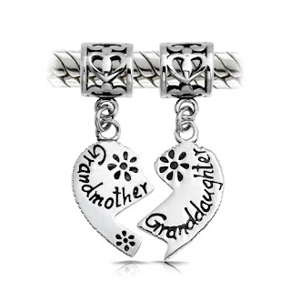 Mothers Day Gifts Bling Jewelry 925 Silver Grandmother Granddaughter Heart Dangle Bead Set Fits Pandora