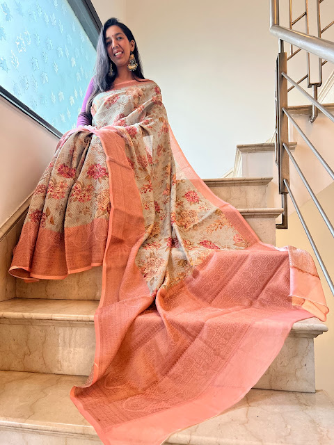 Digital print silk saree