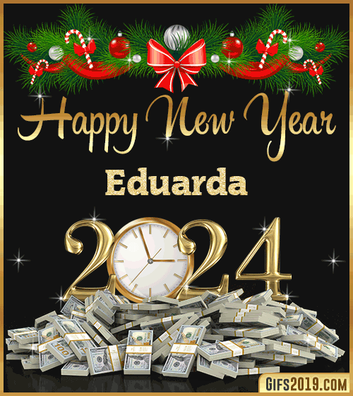 Happy New Year 2024 gif wishes animated for Eduarda