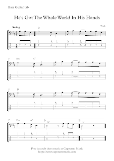 He's Got The Whole World In His Hands, bass guitar sheet music