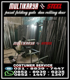 Gambar CV.Multikaryasteel Pusat informasi tentang Daftar harga jual beli ukuran paling murah per meter persegi2 baru dan bekas atau seken produk pintu geser dorong melipat sisi kiri dan kanan jenis pintu Folding gate, pintu harmonika, folding gate tanpa daun dan pintu plat besi model lipat atau dorong bahan besi galvalum buatan pabrik berkualitas terbaik di indonesia dan informasi tentang Harga jual ter update terbaru tahun 2020 produk pintu gulung melipat ke atas sistem manual dan otomatis jenis rolling door, rolling door one sheet, rolling grille dan rolling door industri harga jual paling murah untuk wilayah Tambun, tambun utara, tambun selatan, Cibitung, kota Bekasi, Cikarang, kota tangerang, kota jakarta, kota bogor, kota bandung, kota depok, serpong dan wilayah jawa barat lainnya