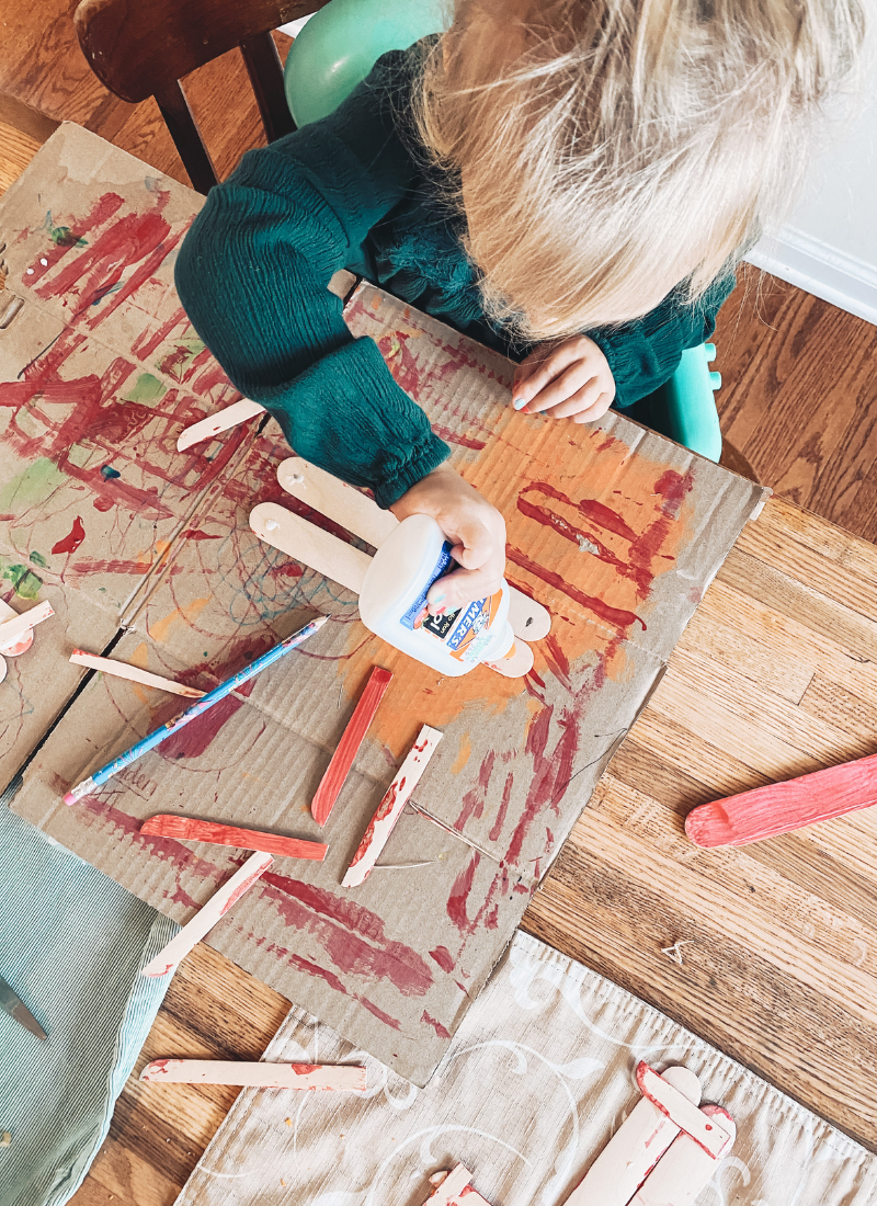 craft time with toddler using washable glue