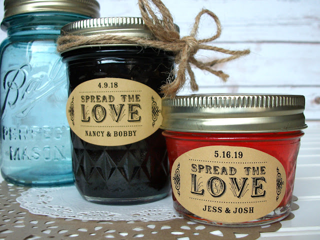 Kraft Oval Spread the Love Wedding canning jar labels