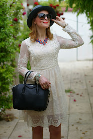 Chicwish lace dress, Givenchy Antigona bag, Majestical necklace, Fashion and Cookies, fashion blogger