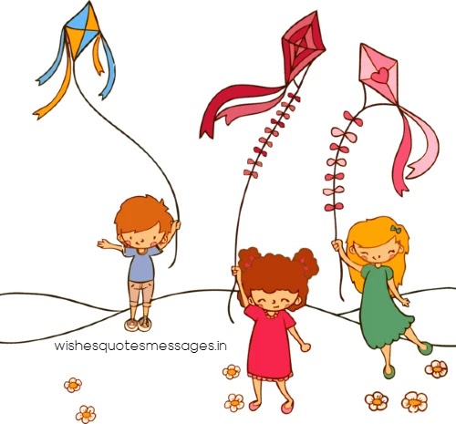 boy and girl flying kite drawing