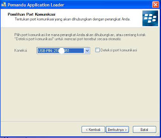 aplikasi loader terhubung dengan pin blackberry