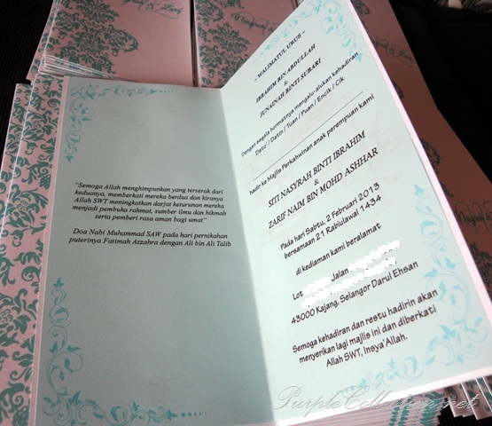 Pearl White + Light Blue Damask Wedding Card, one fold card, malay wedding card, pearl white, light blue damask, wedding card