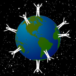 Raised hands worshiping lord on the Earth in the universe background picture