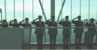 Japan Kyuushuu Shinkansen event : station attendants are saluting