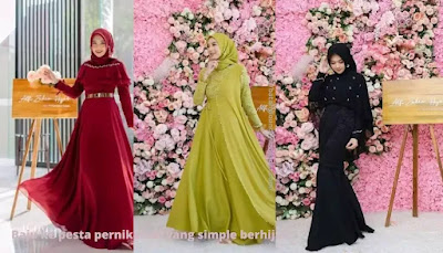 Baju ke pesta pernikahan yang simple berhijab