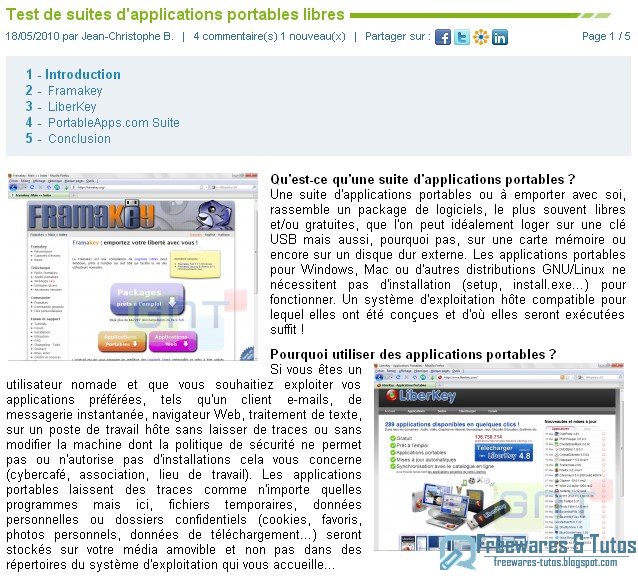 Le site du jour : Test de suites d'applications portables libres