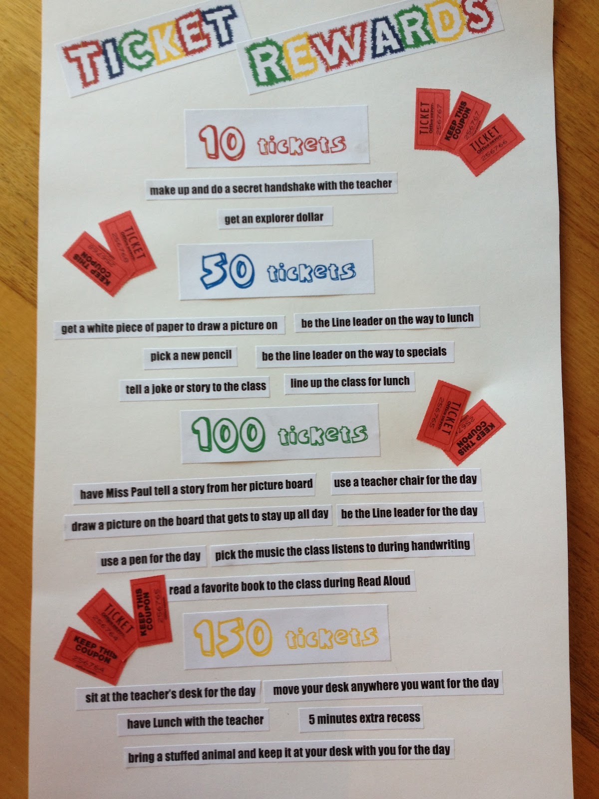 a love for teaching tickets and rewards