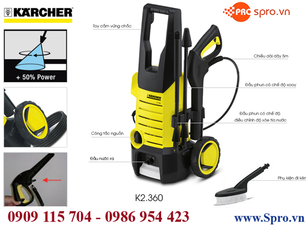 Máy rửa xe mini karcher của Đức rửa ô tô xe máy