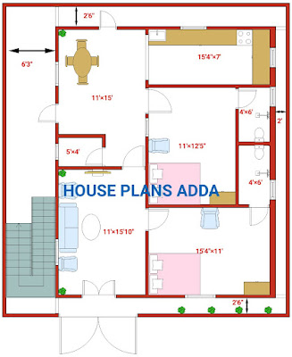 Small house floor plan 950 sqft