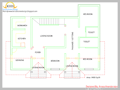 Modern Home Design Plans on House Plan And Elevation   1400 Sq  Ft   Modern House Plans Designs