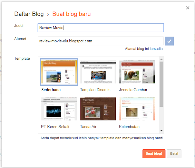 Membuat Nama, Alamat untuk Blog Baru