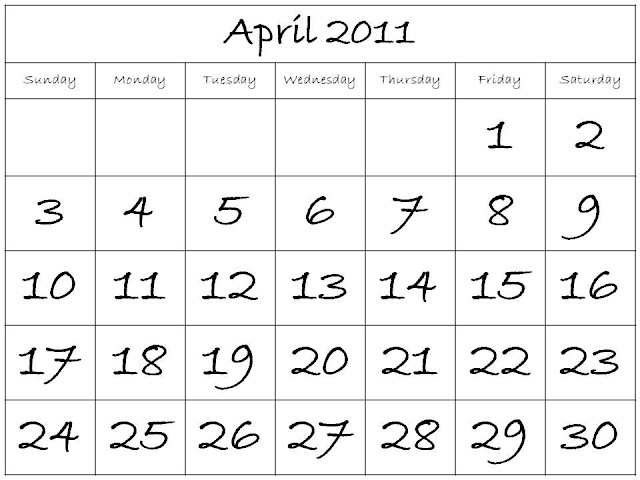 april 2011 calendar with holidays printable. CALENDAR 2011 PRINTABLE APRIL