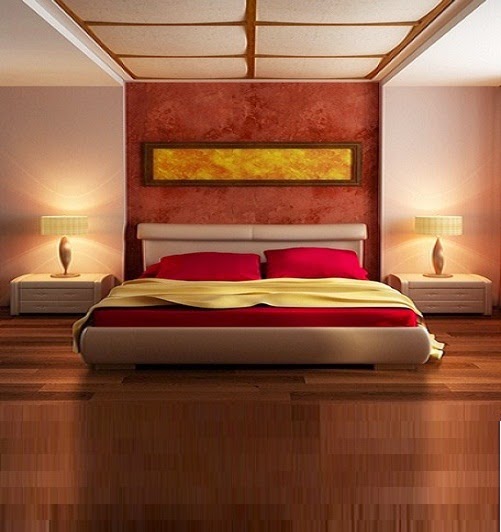 Japanese style bedroom furniture, white platform bed