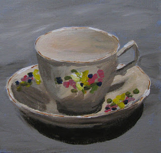 teacup acrylic painting