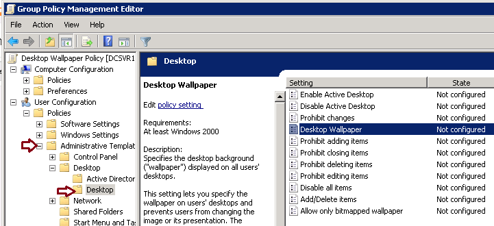How to apply desktop wallpaper using Group Policy