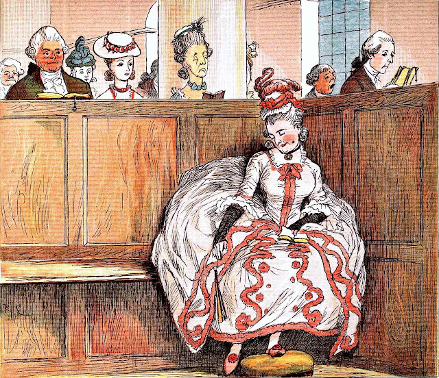 a Randolph Caldecott illustration of a woman asleep in church service