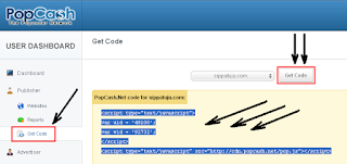 cara pasang code iklan popcash