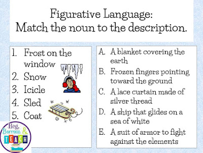 Winter poetry and figurative language lesson: Cinquains, limericks, haikus, freestyle poetry