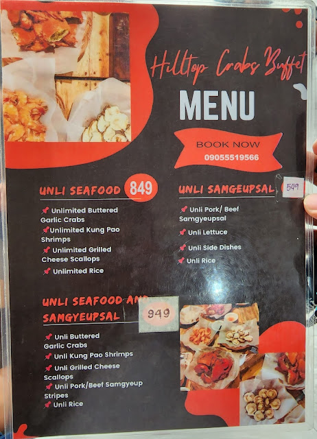 Hilltop Crabs Buffet in Mandaluyong Price and Menu
