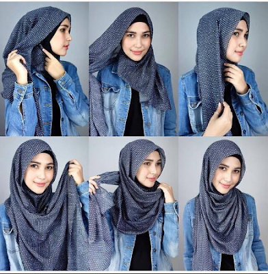 cara pakai jilbab pashmina kaos panjang