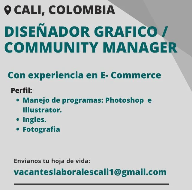 📂 Empleo en Cali Hoy ➡️ como diseñador grafico - community manager 🔴 | 2023 - #SiHayEmpleo