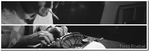 Man typing an old typewriter Man typing an old typewriter