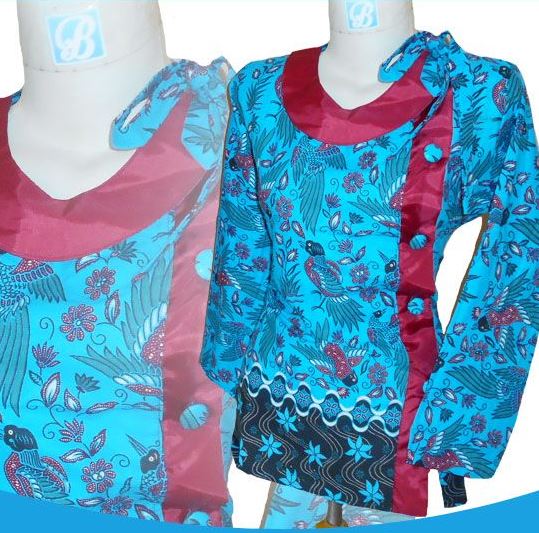 25 Contoh Model Baju Batik  Kombinasi  2 Motif 2021