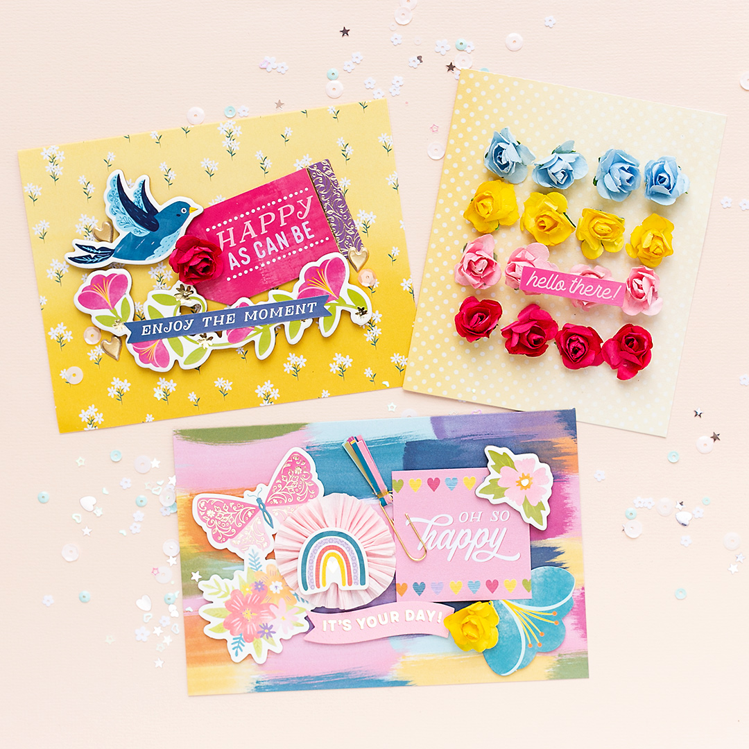 Three fun summer cards with the Wonders Collection by Paige Evans for American Crafts