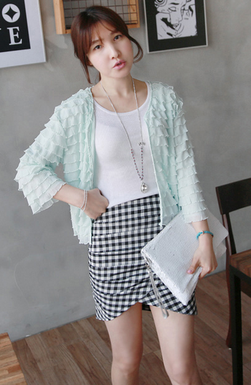 Open Front Ruffled Cardigan