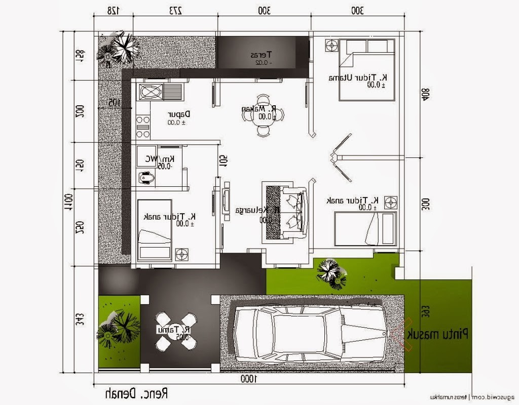 Rancangan Denah Rumah  Ukuran  6x10 Minimalis  Satulantai 