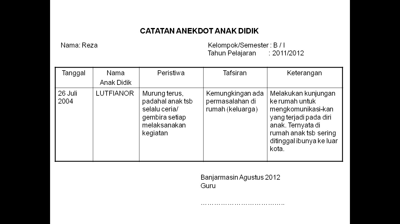 Contoh Format Evaluasi dan Penilaian PAUD | PAUD Al Amin Bumirejo