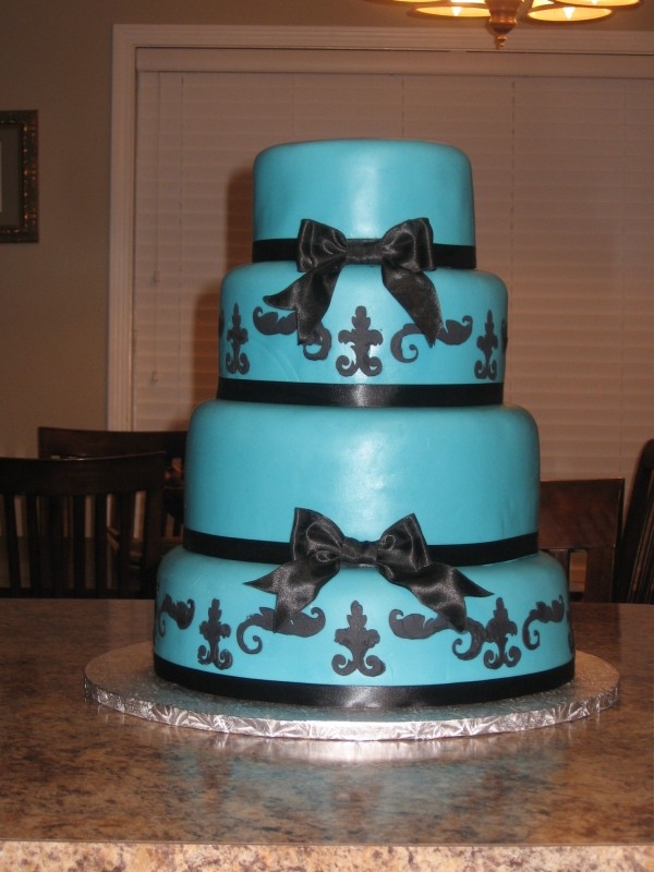 teal and grey wedding cakes