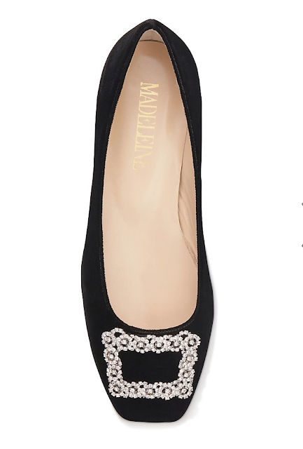 madeleine velvet ballet flats with sparkling buckle