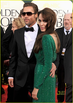 Angelina Jolie and Brad Pitt in Golden Globes 2011 On Red Carpet images