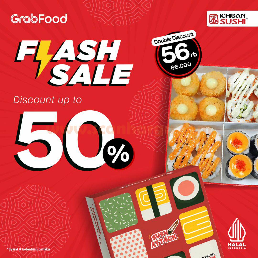 Promo Ichiban Sushi Flash Sale Grabfood Diskon 50%