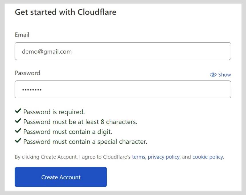 Create an account on cloudflare