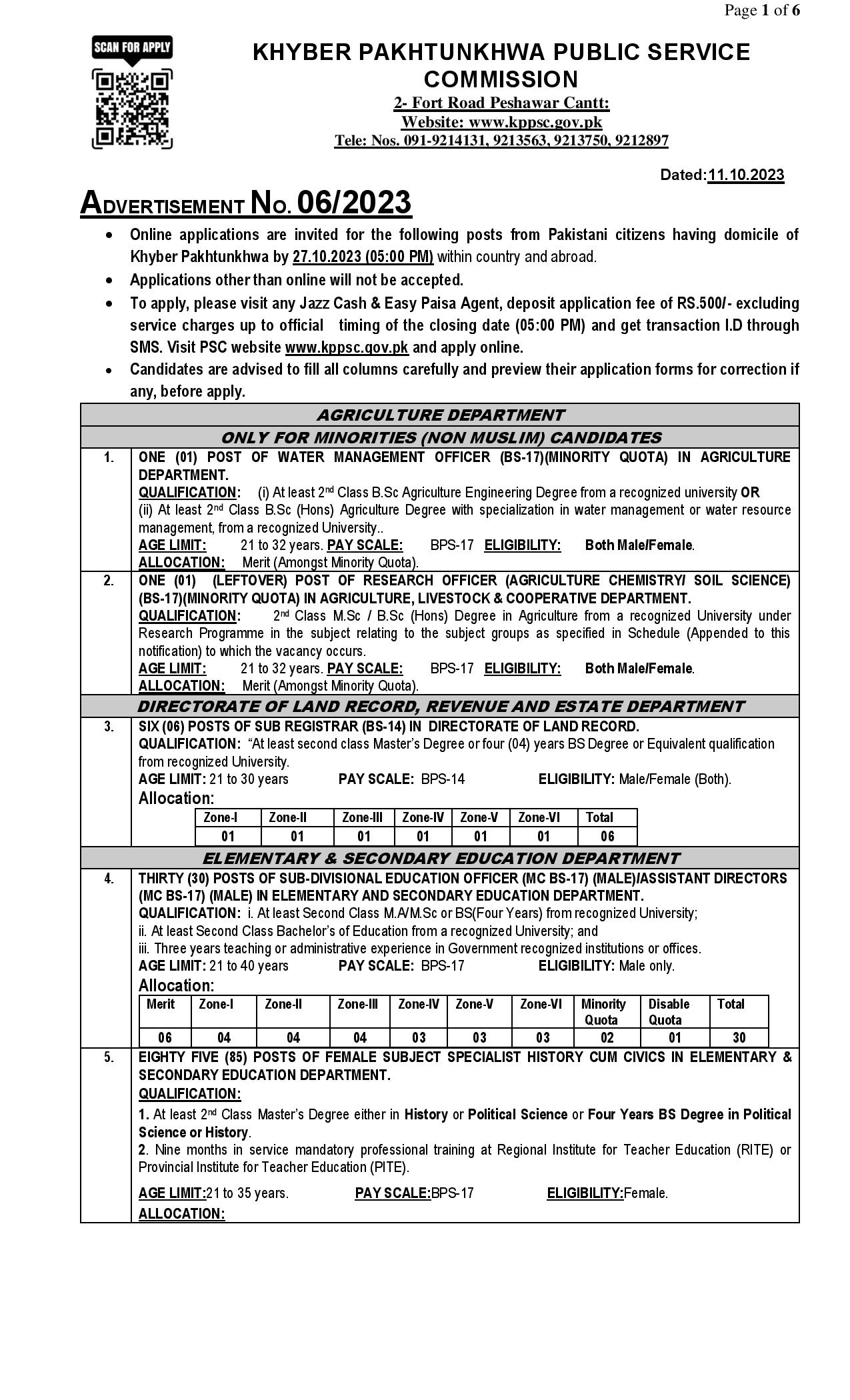 Khyber Pakhtunkhwa Public Service Commission KPPSC Jobs 2023 Latest Advertisement