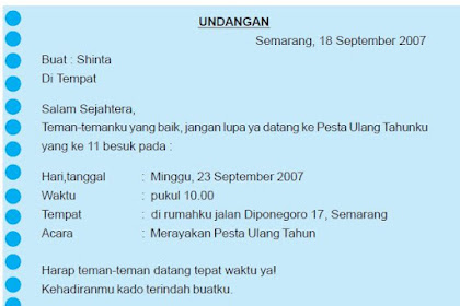 Contoh Surat Undangan Resmi Dalam Bahasa Inggris Dan Terjemahannya