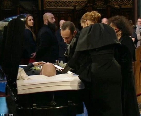 Celine Dion Tearfully Pats Rene Angeli’s Body At Funeral