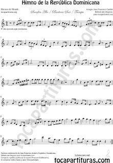  Himno de la República Dominicana Partitura de Trompa y Corno Francés en Mi bemol Sheet Music for French Horn Music Scores