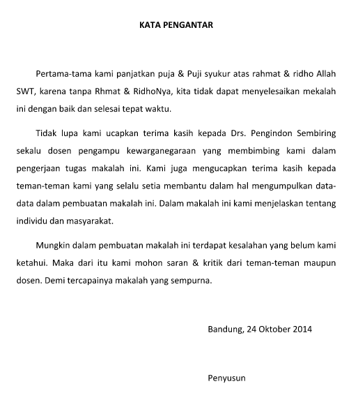 Contoh Pembuatan Kata Pengantar Makalah Pkn Untuk Pelajar