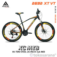 Sepeda Gunung Aviator AT2692XT-VT 3x8-MD 26 Inch x 2.10 Inch MTB Hi-Ten Steel 3x8 Speed Fork LO Travel 120 mm Mech Disc Brake Pelek Tinggi Inner Cable XC Mountain Bike